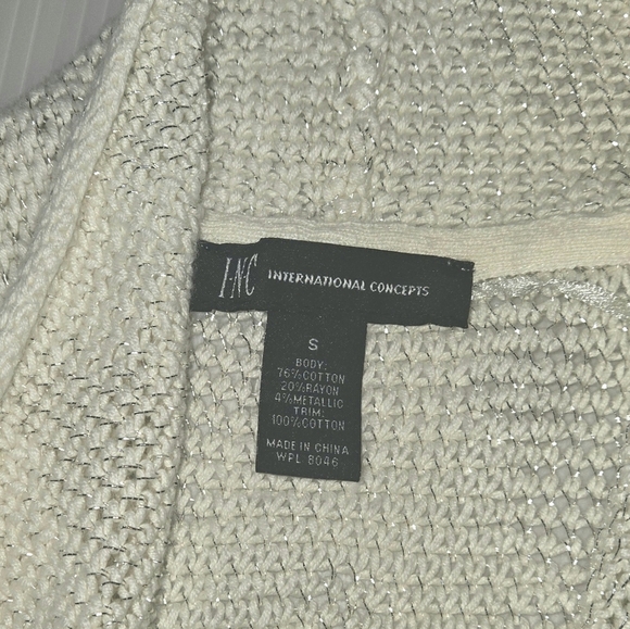 INC International Concepts Whit And Gold Women's Cardigan B3 - Picture 2 of 5